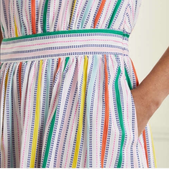 Boden Stripe Halterneck Midi Dress Sweetcorn and Green Pepper- 6 Petite- NWT! - Picture 5 of 9